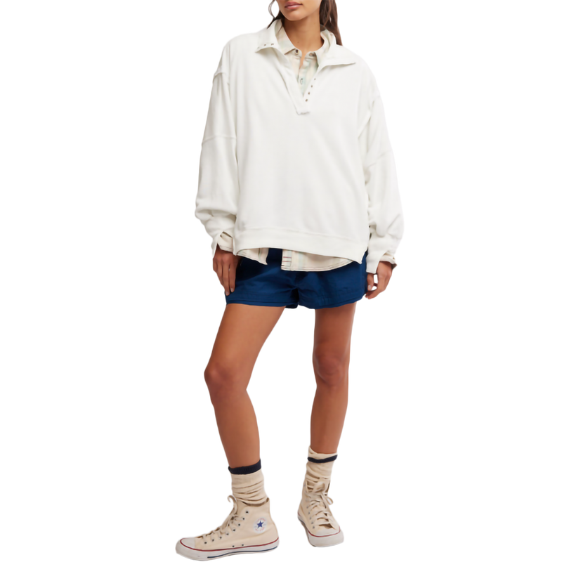 Women's Camden Henley, Free People Women's Camden Henley in 1300-Optic White front