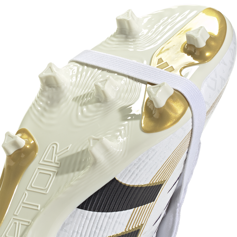 Predator League Fold over Tongue FG/MG WC, Adidas Predator League Fold over Tongue FG/MG WC 2025 in White/Black/Gold toe bottom