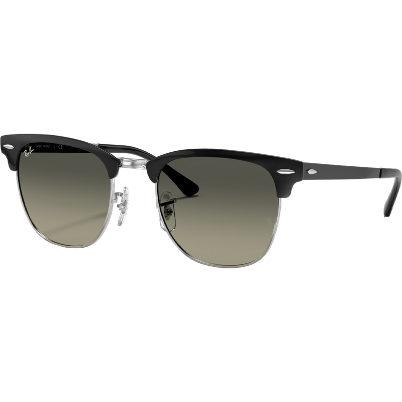 Clubmaster Metal - Polished Black Silver/Grey Gradient, Ray Ban Polished Black On Silver Grey Gradient 3/4 side