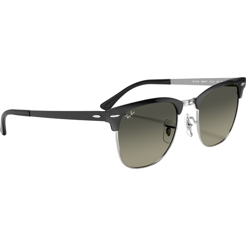 Clubmaster Metal - Polished Black Silver/Grey Gradient, Ray Ban Polished Black On Silver Grey Gradient 3/4 alt view