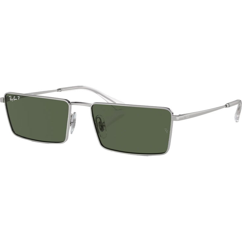 Emy Bio-Based - Polished Silver/Dark Green, Ray Ban EMY BIO-BASED 3/4 view