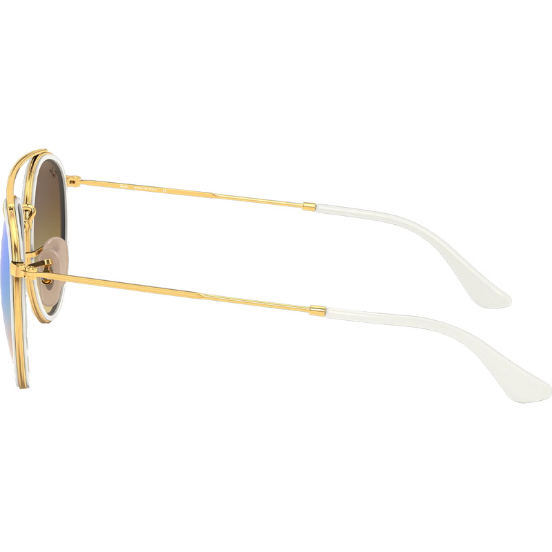 Round Double Bridge - Polished Gold/Blue Flash, Ray Ban Round Double Bridge Polished Gold Blue Flash side