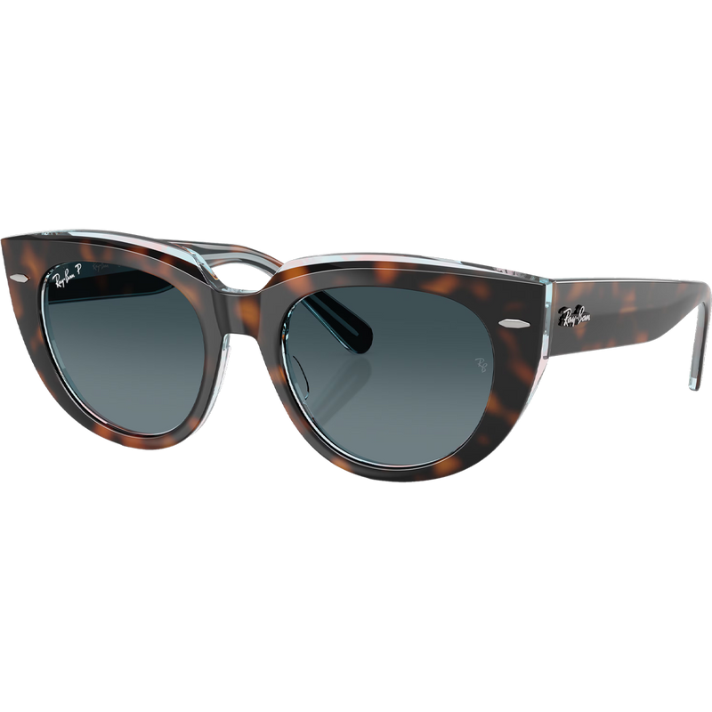 Doreen, Doreen Polished Dark Havana On Transparent Multicolor Blue Gradient Polar 3/4 view side