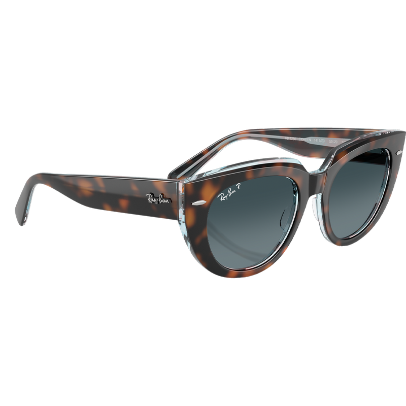 Doreen, Doreen Polished Dark Havana On Transparent Multicolor Blue Gradient Polar 3/4 view alt