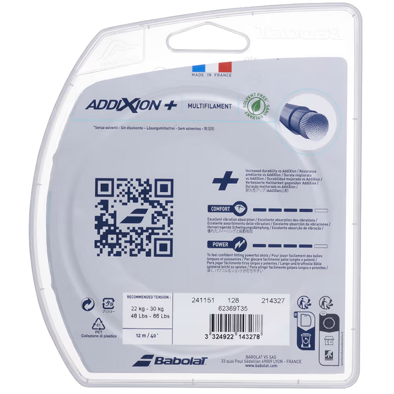 Addixion+, Babolat Addixion+ back of pack
