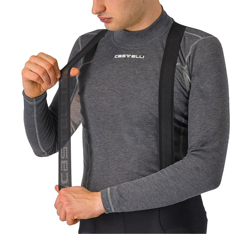 Men's Espresso Bibtight, Castelli Men's Espresso Bibtight in Black bib straps front