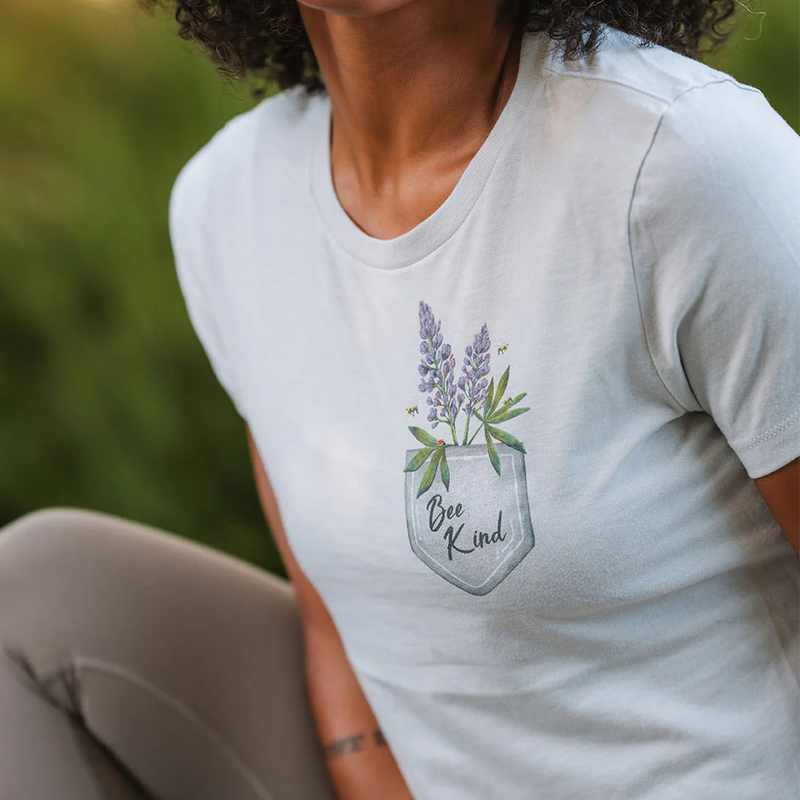 Women's Bee Kind Wildflower Tee, Wild Tribute Women's Bee Kind Wildflower Tee Chest Logo