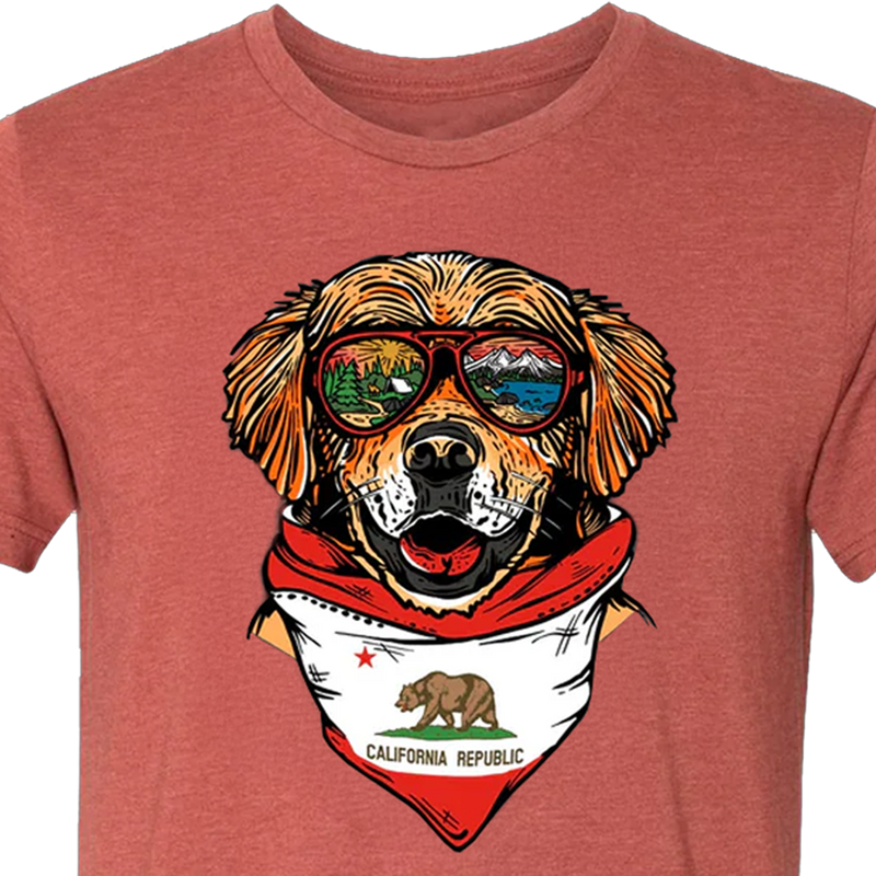Men's Maximus the California Dog Tee, Wild Tribute Maximus the California Dog T-Shirt front graphic