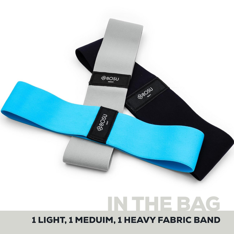 Fabric Resistance Bands 3 Pack, BOSU Fabric Resistance Bands 3 Pack infographic 1