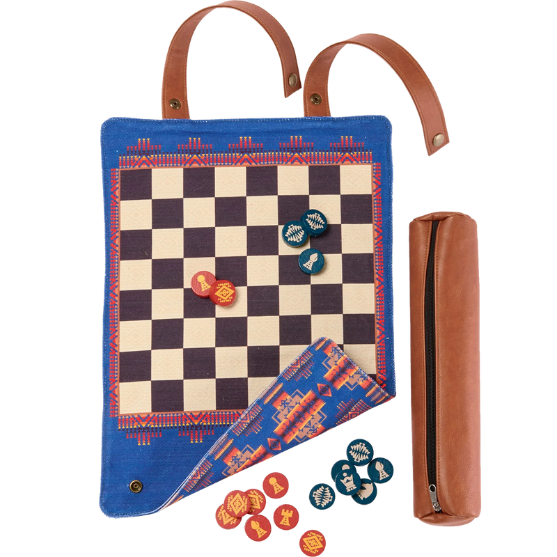 Pendleton Chess & Checkers, Chronicle Books Pendleton Chess & Checkers unrolled 