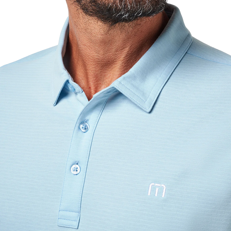 Men's Heater Polo, TravisMathew Heater Polo in Heather Dream Blue collar