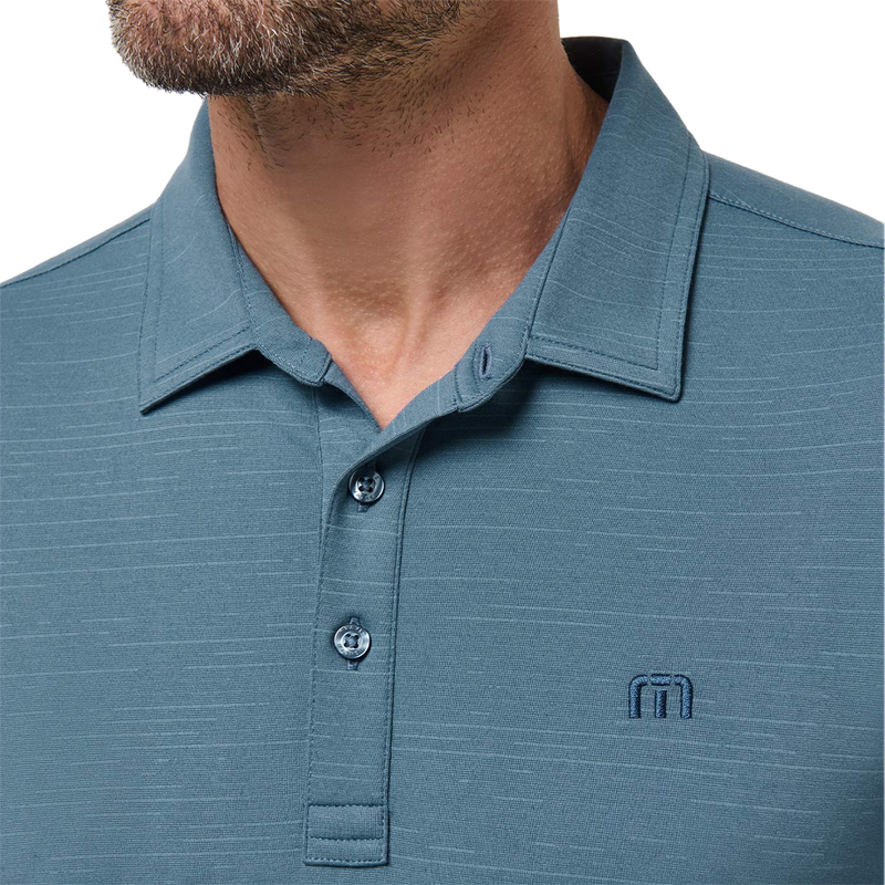 Men's The Heater Polo, Travis Mathew Men's The Heater Polo in Copen Blue collar