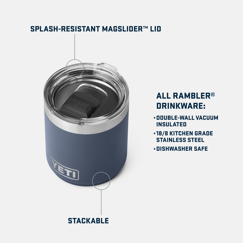 Rambler 10oz Lowball 2.0 MS, Yeti Rambler®10 Oz Stackable Lowball W/ Magslider Lid details