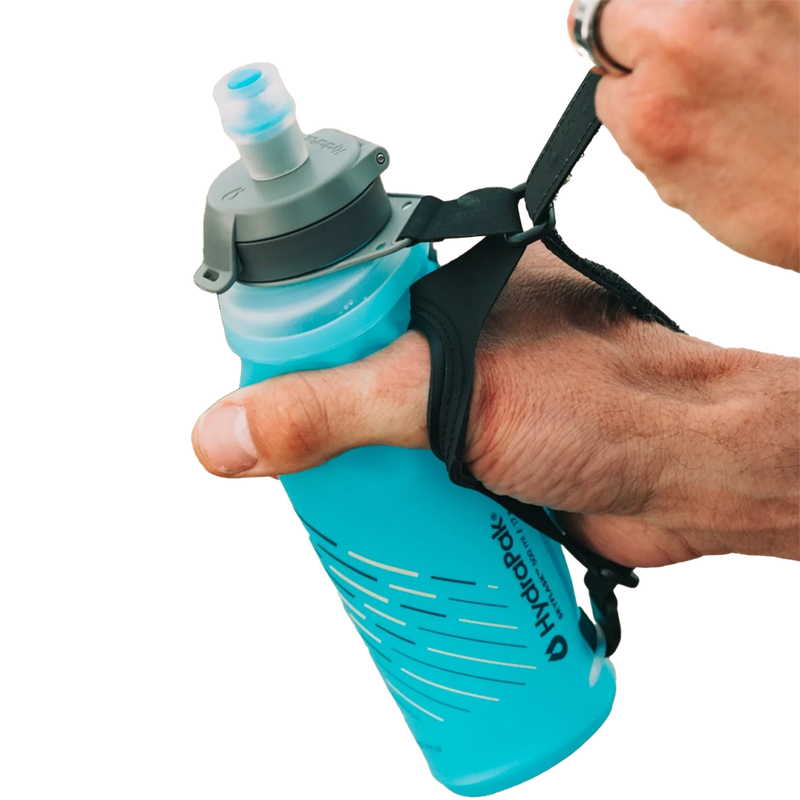 Skyflask Speed 350 ml, Hydrapak Skyflask Speed 350 ml in Malibu Blue with model