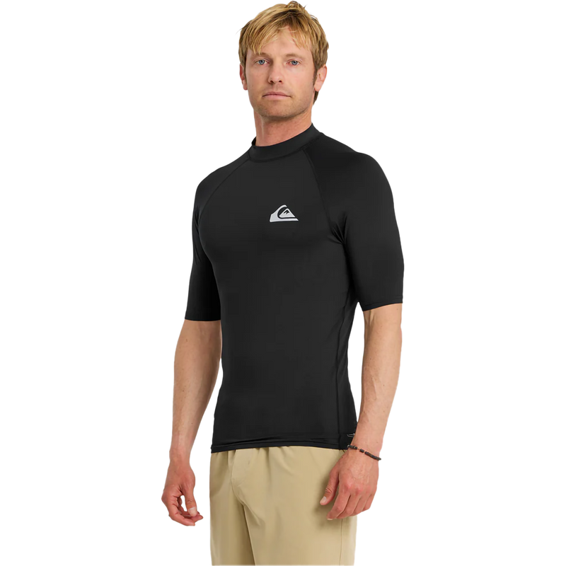 Men's Everyday UPF50 Short Sleeve Rashguard, Quiksilver Men's Everyday UPF50 Short Sleeve Rashguard in BLK Black front left