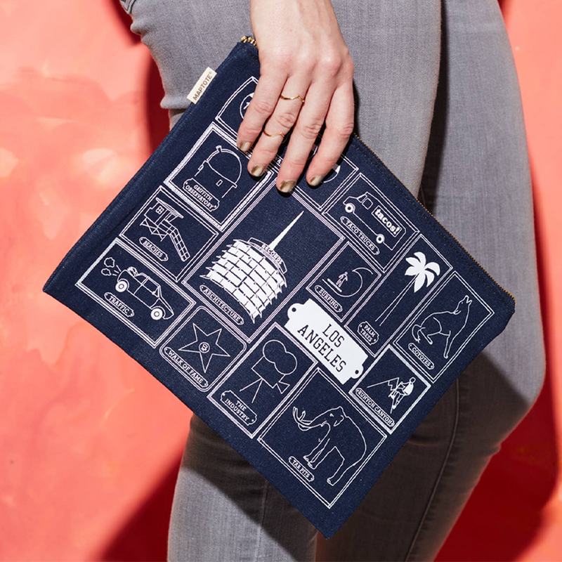 Los Angeles Flat Zip Pouch, Maptote Los Angeles Flat Zip Pouch in hand