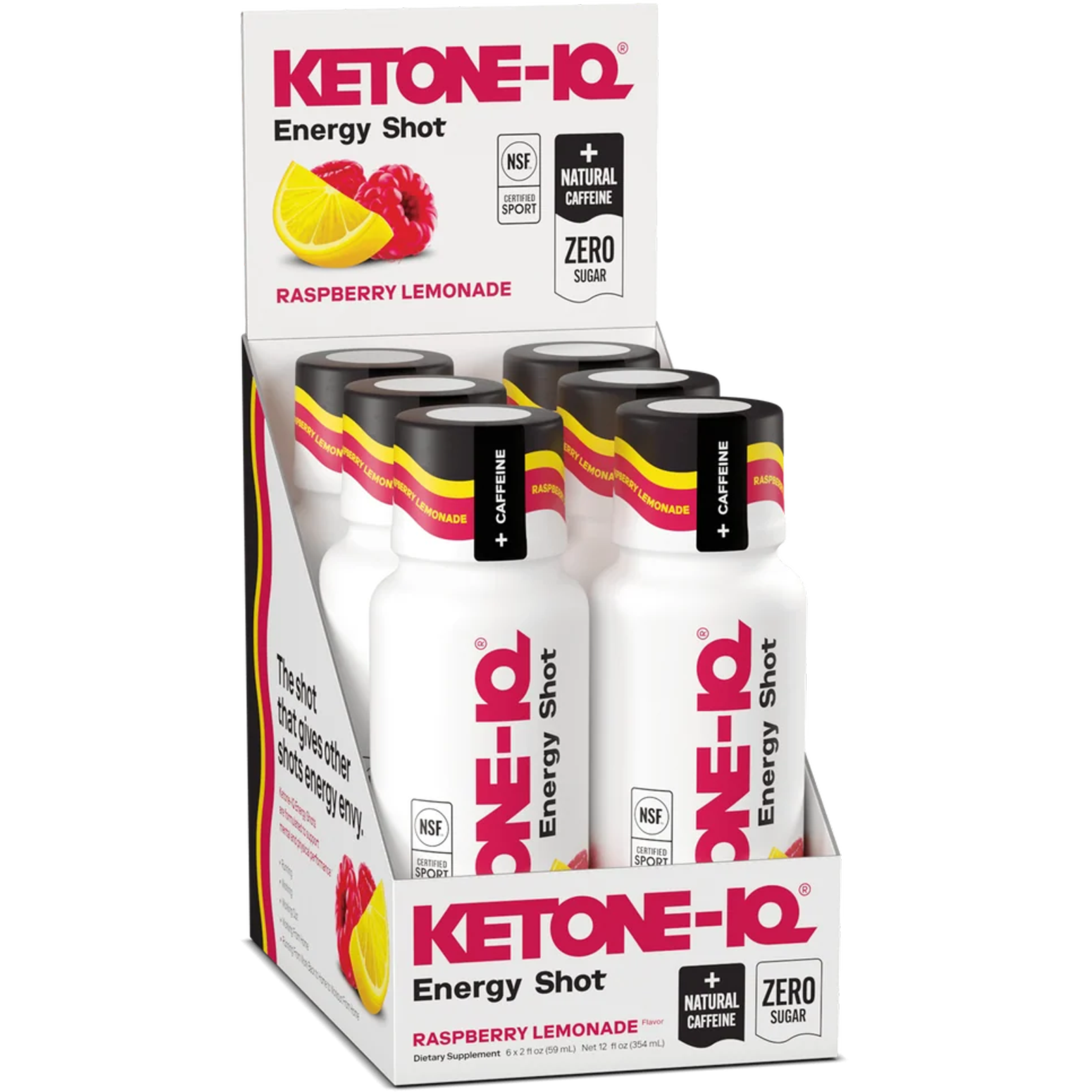 Ketone-IQ 2oz Shots Raspberry Lemonade + Caffeine 6 Pack