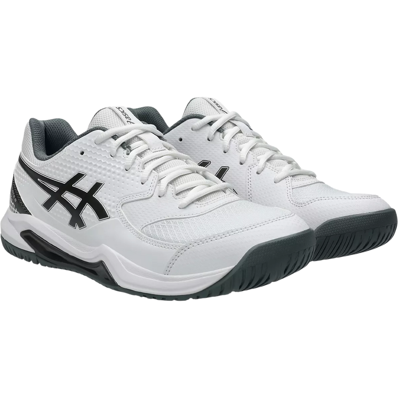 Men's Gel-Dedicate 8 Pickleball, Asics Men's Gel-Dedicate 8 Pickleball in 105 White Gunmetal pair right