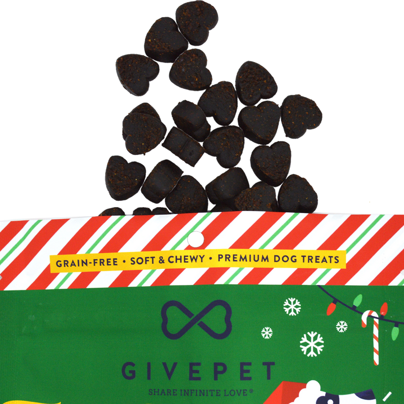 Peppermint Bark Soft Training Dog Treats, GivePet Peppermint Bark Soft Training Dog Treats package open