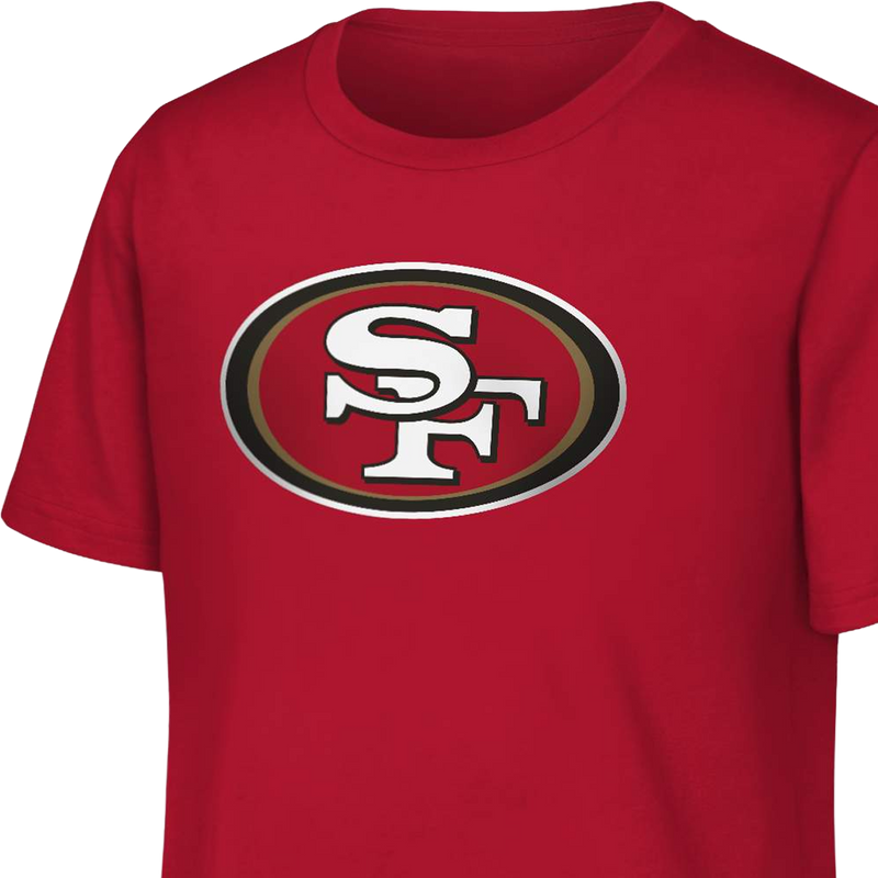 Youth 49ers Primary Logo Short Sleeve Cotton Tee, Outerstuff Youth 49ers Primary Logo Short Sleeve Cotton Tee closeup
