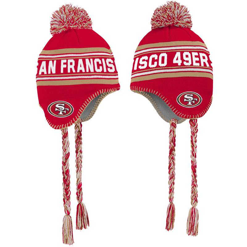 Youth 49ers Jacquard Tassel Knit with Pom, Outerstuff Youth 49ers Jacquard Tassel Knit both sides