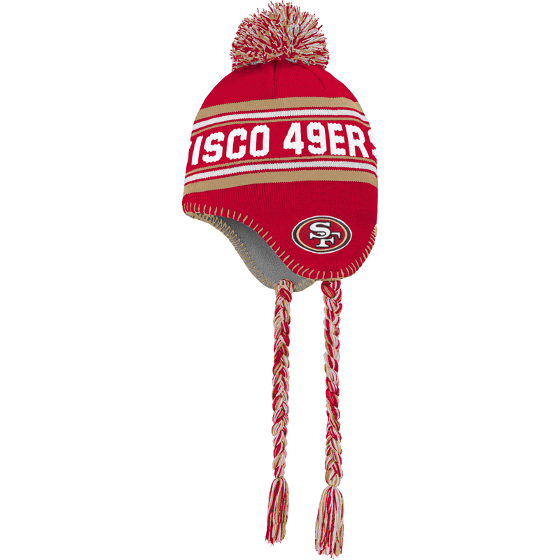 Youth 49ers Jacquard Tassel Knit with Pom, Outerstuff Youth 49ers Jacquard Tassel Knit side