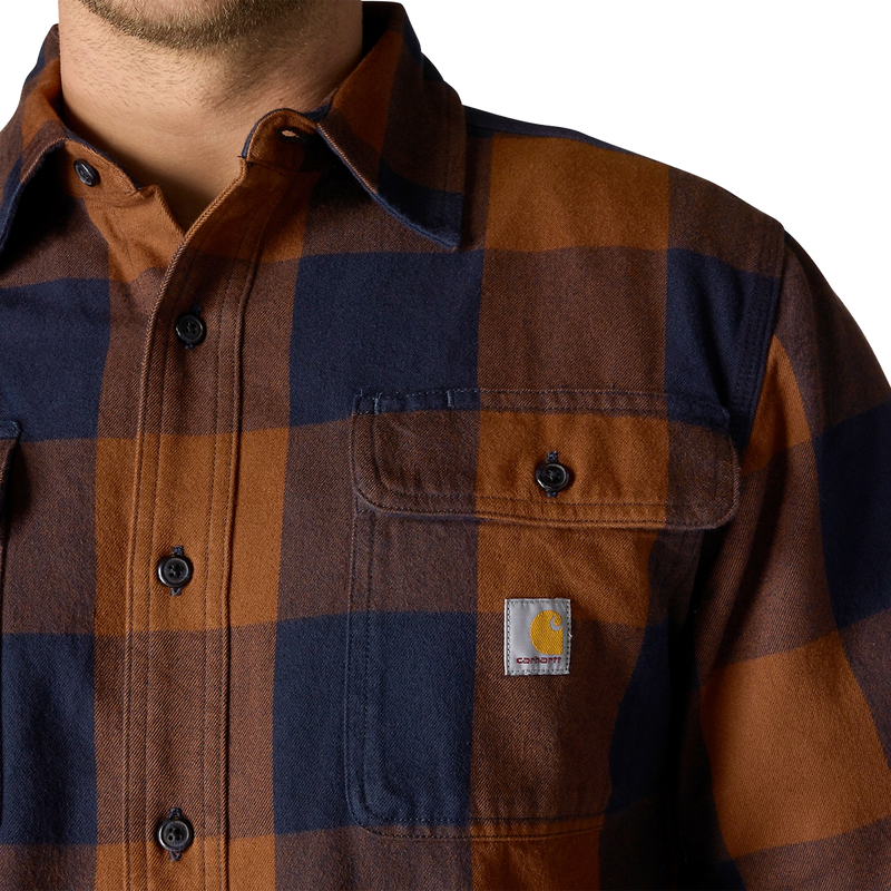 Men's Heavyweight Flannel Long Sleeve Plaid Shirt, Carhartt Men's Heavyweight Flannel LS Plaid Shirt pocket