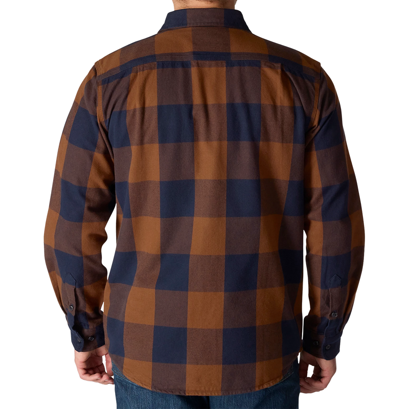 Men's Heavyweight Flannel Long Sleeve Plaid Shirt, Carhartt Men's Heavyweight Flannel LS Plaid Shirt back on model