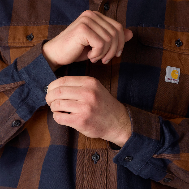 Men's Heavyweight Flannel Long Sleeve Plaid Shirt, Carhartt Men's Heavyweight Flannel LS Plaid Shirt cuff detail