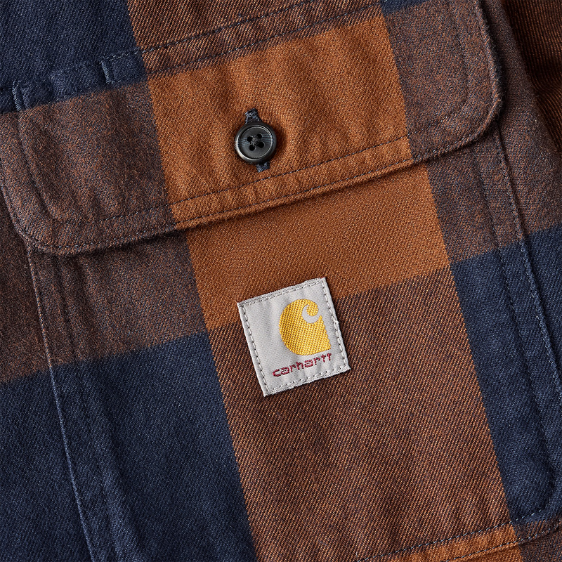 Men's Heavyweight Flannel Long Sleeve Plaid Shirt, Carhartt Men's Heavyweight Flannel LS Plaid Shirt pocket detail