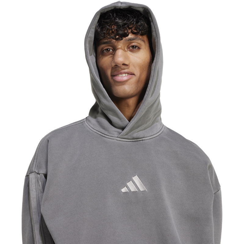 Men's All SZN Fleece Hoodie, Adidas Men's All SZN Fleece Hoodie in Pigment Dye Black hood