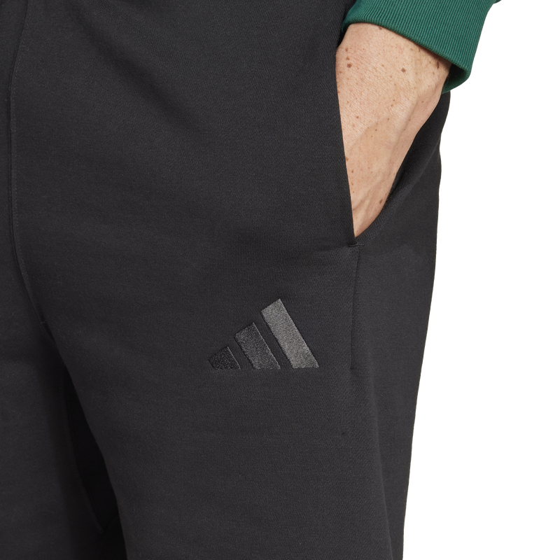 Men's All SZN Fleece Short, Adidas Men's All SZN Fleece Short in Black left pocket and logo