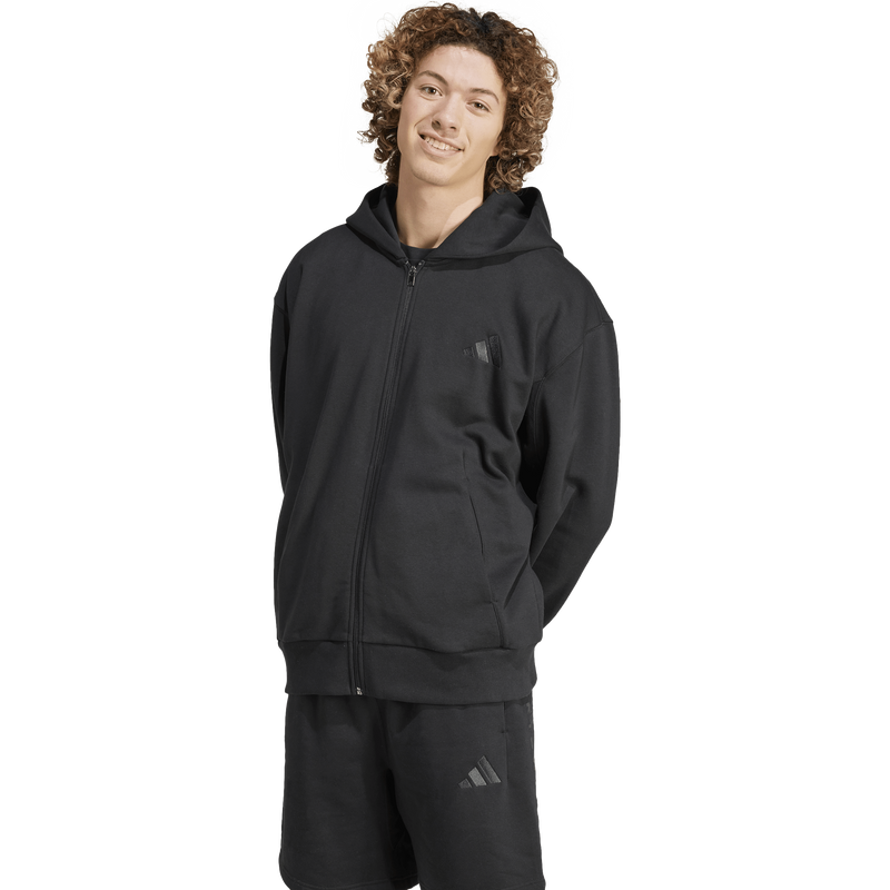Men's All SZN Fleece Full Zip, Adidas Men's All SZN Fleece Full Zip in Black front