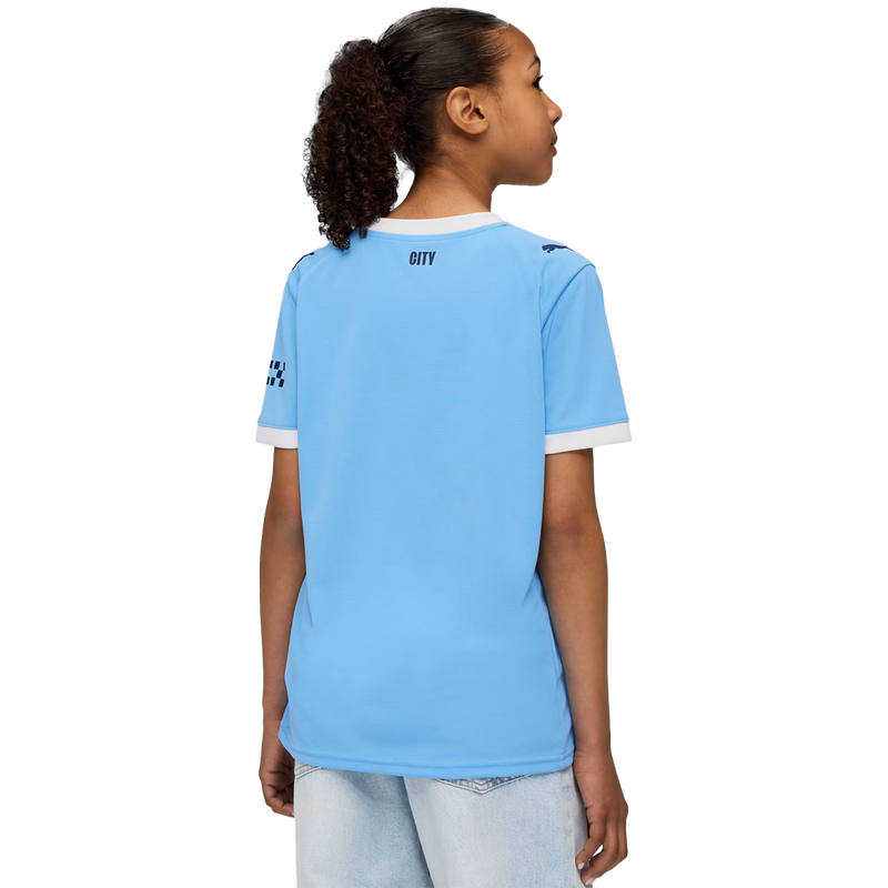Youth Manchester City FC Home Jersey Replica, Puma Youth Manchester City FC Home Jersey Replica Back on Model