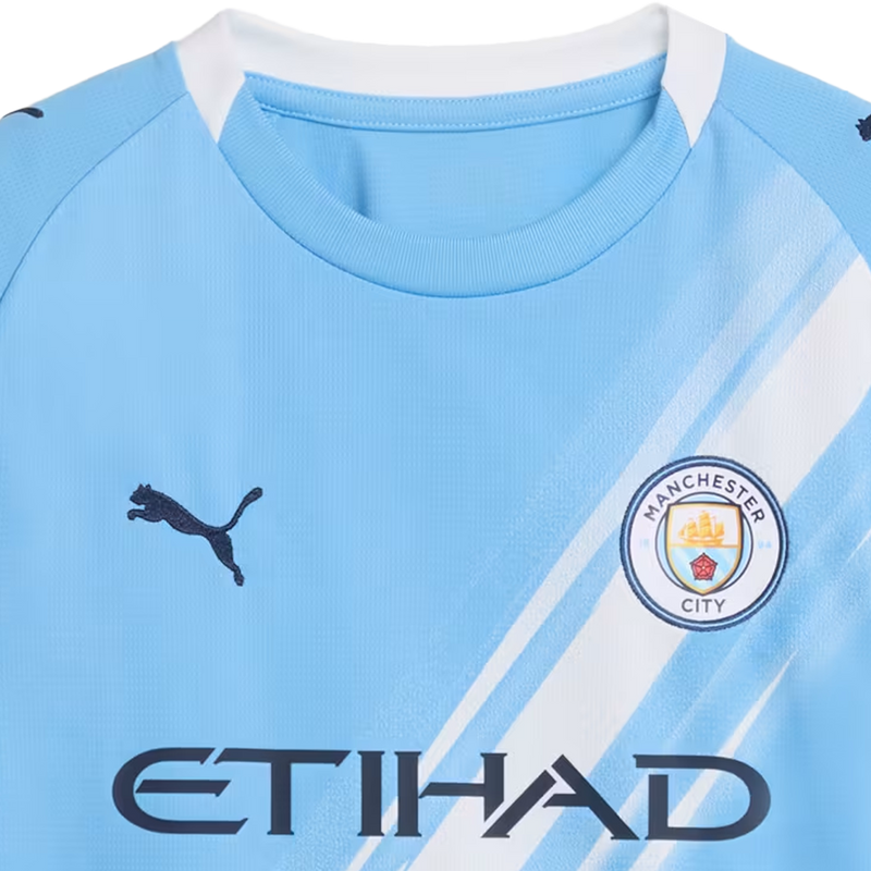 Youth Manchester City FC Home Jersey Replica, Puma Youth Manchester City FC Home Jersey Replica Front Logos