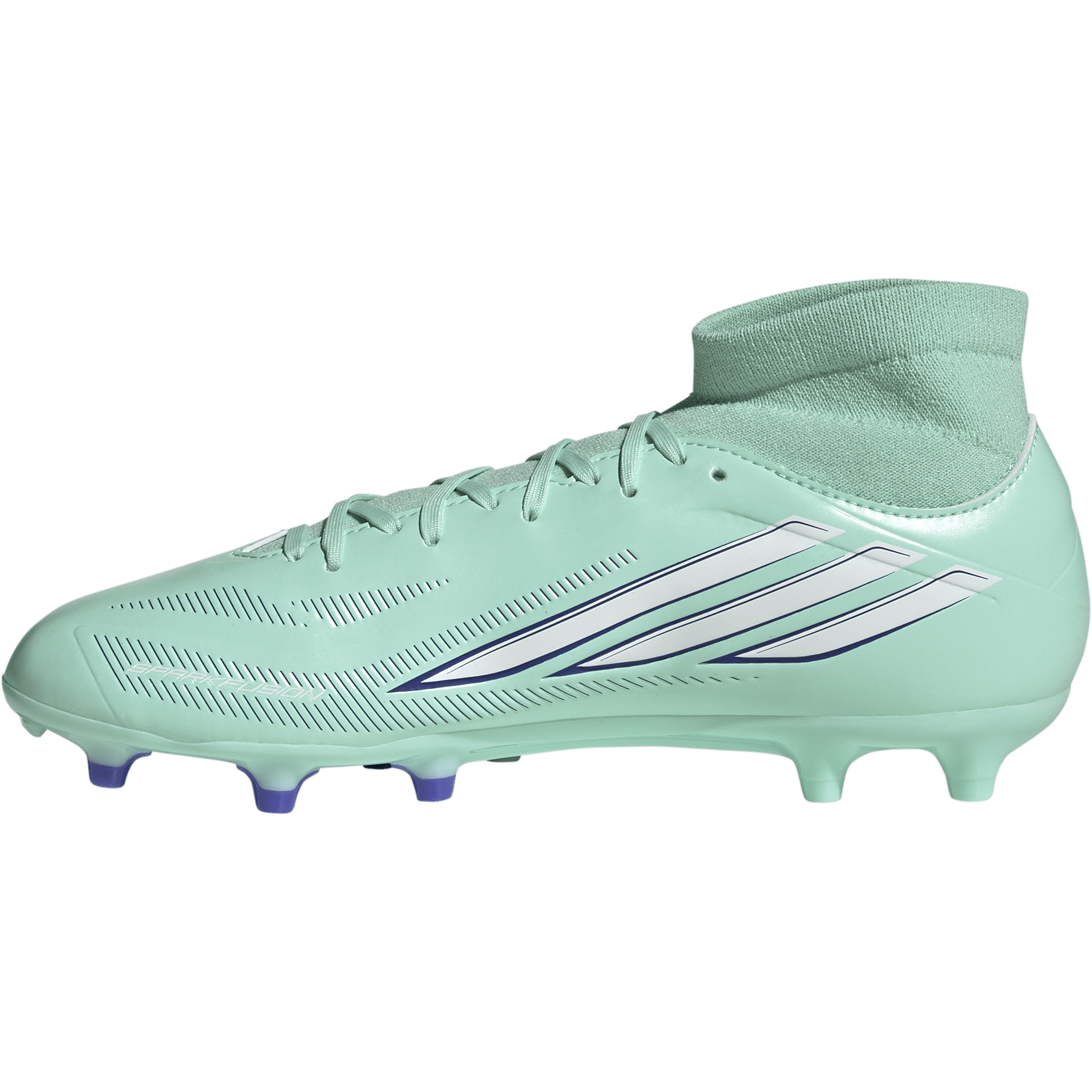 Women's F50 Sparkfusion Club FG/MG in Clear Mint/Footwear White/Solar Purple inside profile
