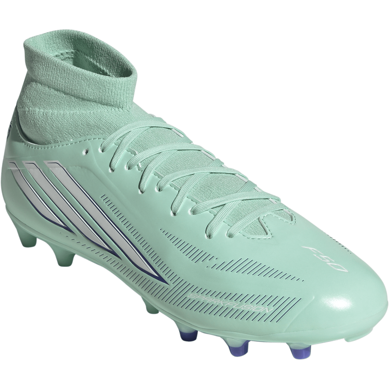 Women's F50 Sparkfusion Club FG/MG in Clear Mint/Footwear White/Solar Purple front right