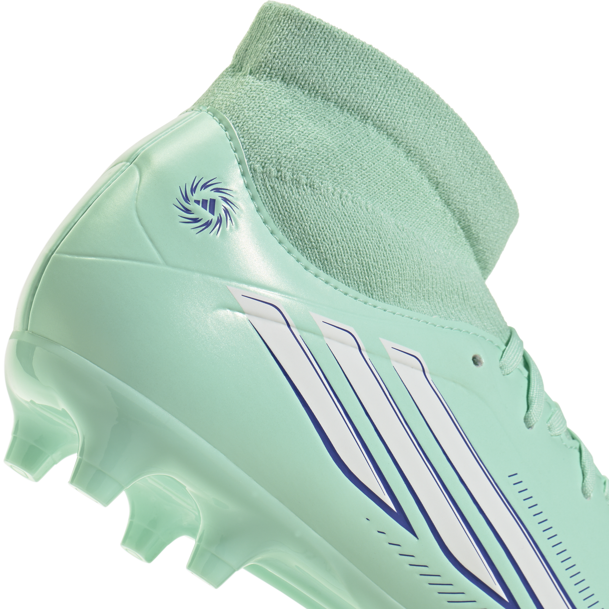 Women's F50 Sparkfusion Club FG/MG in Clear Mint/Footwear White/Solar Purple heel
