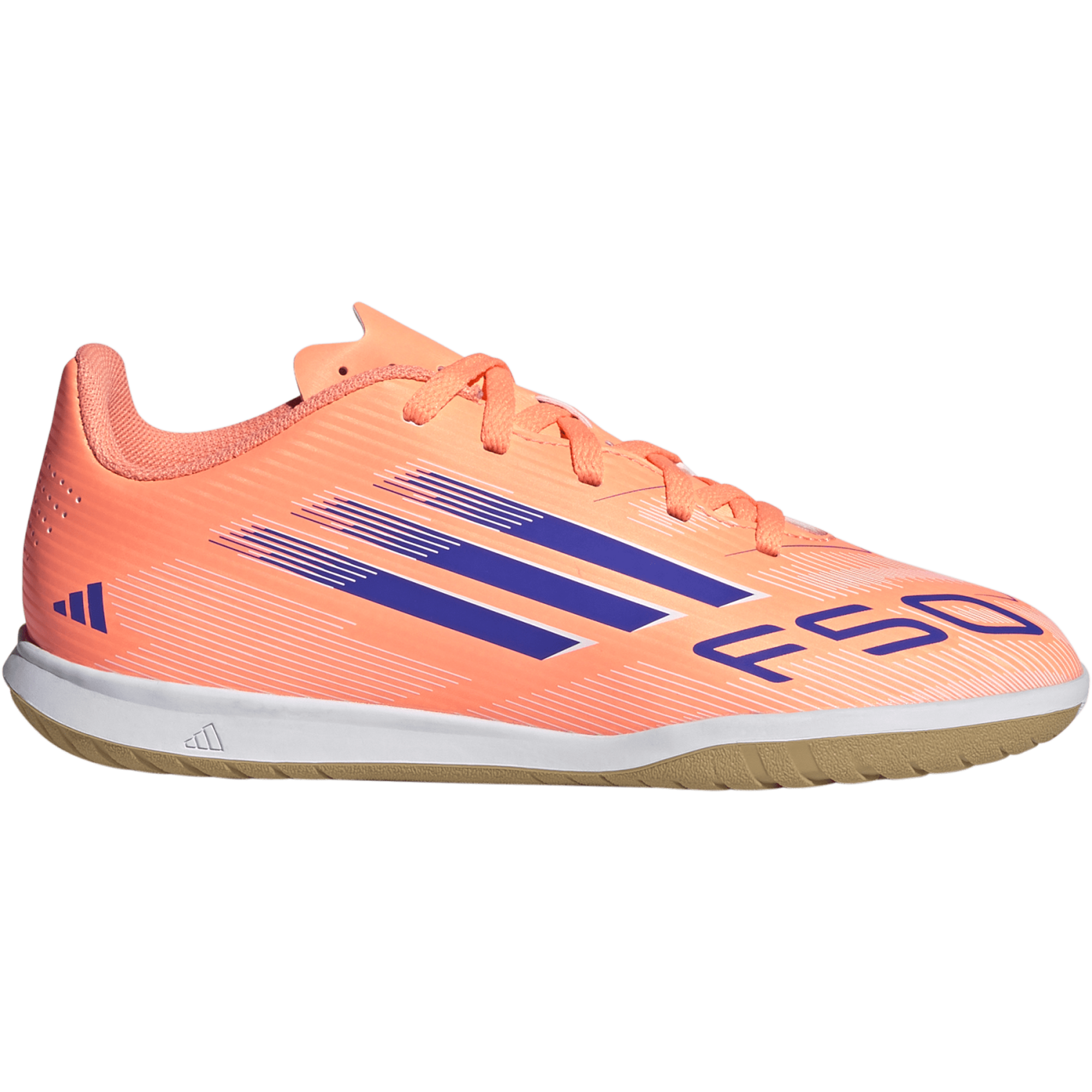 adidas Kids' F50 Club Indoor Soccer Shoes, Size 13, Orange/Blue