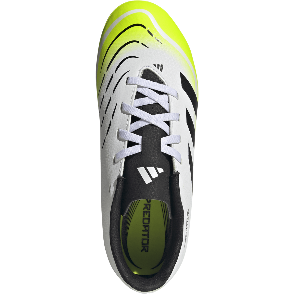 adidas Predator Club FG Youth Soccer Cleats - White/Black/Lemon