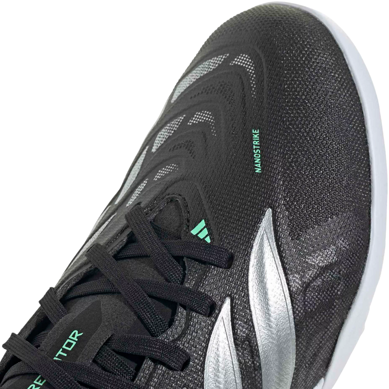 Youth Predator League TF, Adidas Youth Predator League TF in Core Black/Metallic Silver/Pulse Mint toe