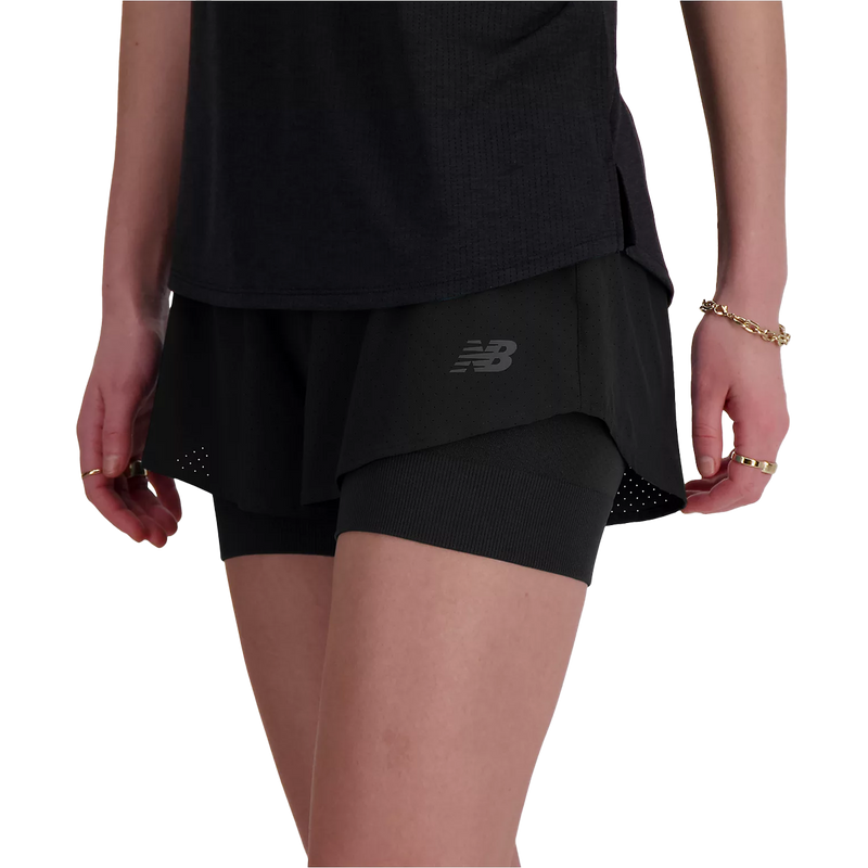 Women's NB RC 2-in-1 Short, New Balance Women's NB RC 2-in-1 Short Front Logo