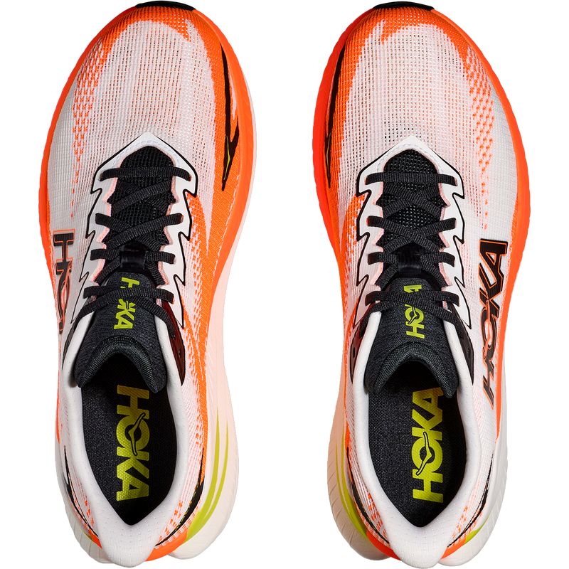 Mach X 3, Hoka Mach X 3 in WNG-White/Neon Tangerine pair top