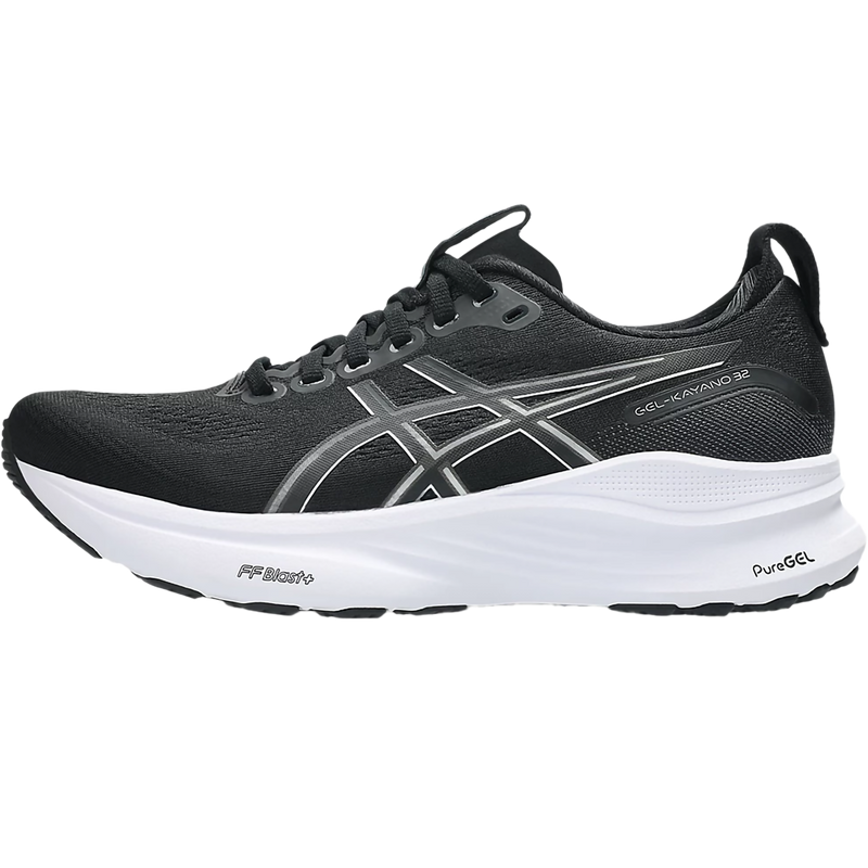Women's Kayano 32 Wide, Asics Women's Kayano 32 in 002 Black/White left profile