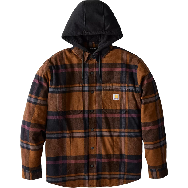 Carhartt Men's Relaxed Fit Flannel Fleece-Lined Shirt Jacket, Carhartt  RF Flannel Fleece-Lined Shirt Jkt flat