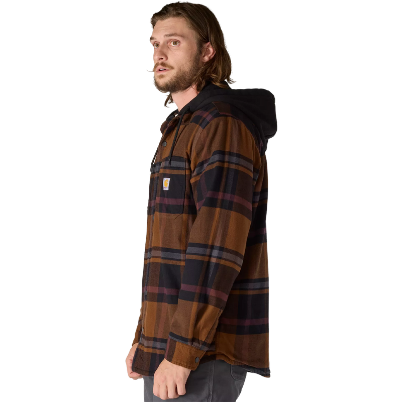 Carhartt Men's Relaxed Fit Flannel Fleece-Lined Shirt Jacket, Carhartt  RF Flannel Fleece-Lined Shirt Jkt side