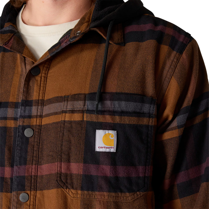 Carhartt Men's Relaxed Fit Flannel Fleece-Lined Shirt Jacket, Carhartt  RF Flannel Fleece-Lined Shirt Jkt pocket