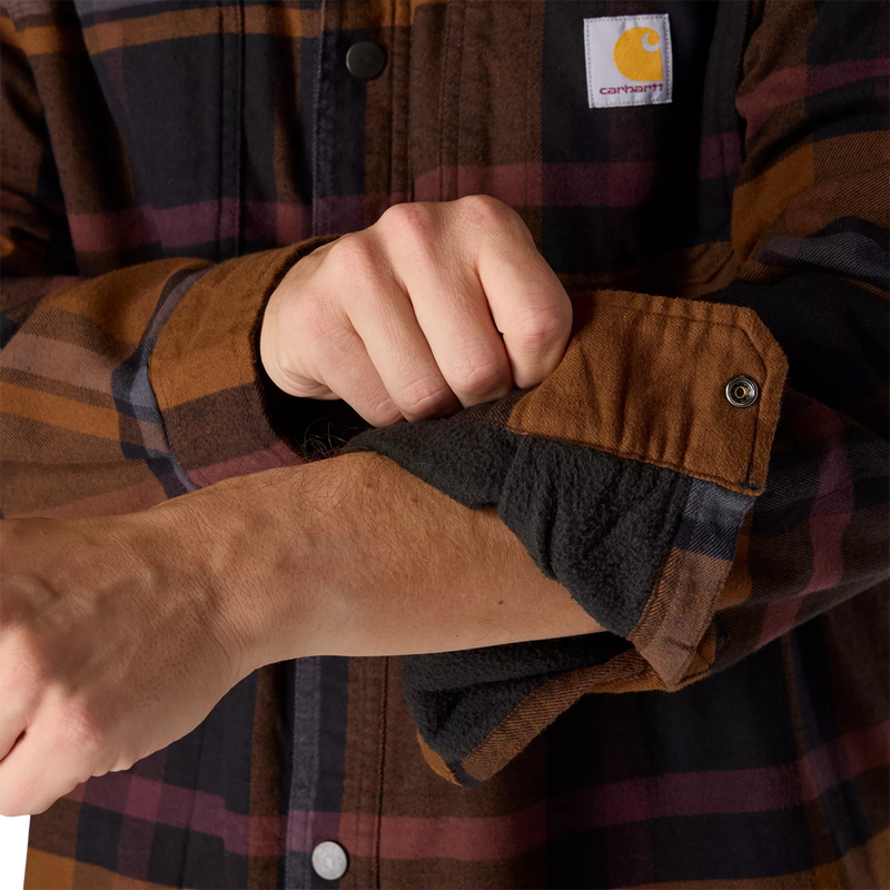 Carhartt Men's Relaxed Fit Flannel Fleece-Lined Shirt Jacket, Carhartt  RF Flannel Fleece-Lined Shirt Jkt sleeve and cuff