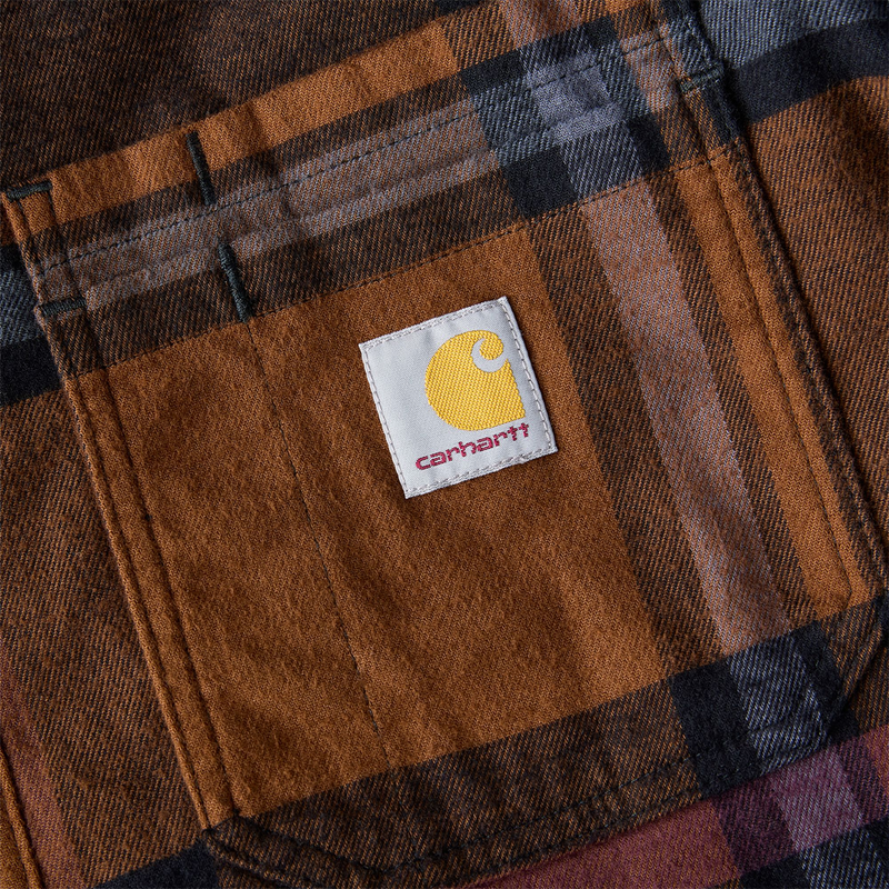 Carhartt Men's Relaxed Fit Flannel Fleece-Lined Shirt Jacket, Carhartt  RF Flannel Fleece-Lined Shirt Jkt pocket detail