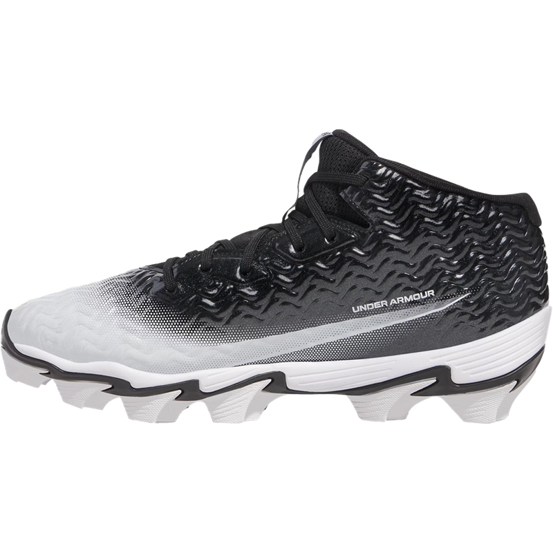 Men's Spotlight Hammer Wide Football Cleats, Under Armour Men's Spotlight Hammer Wide Football Cleats in 001-Black/White left profile